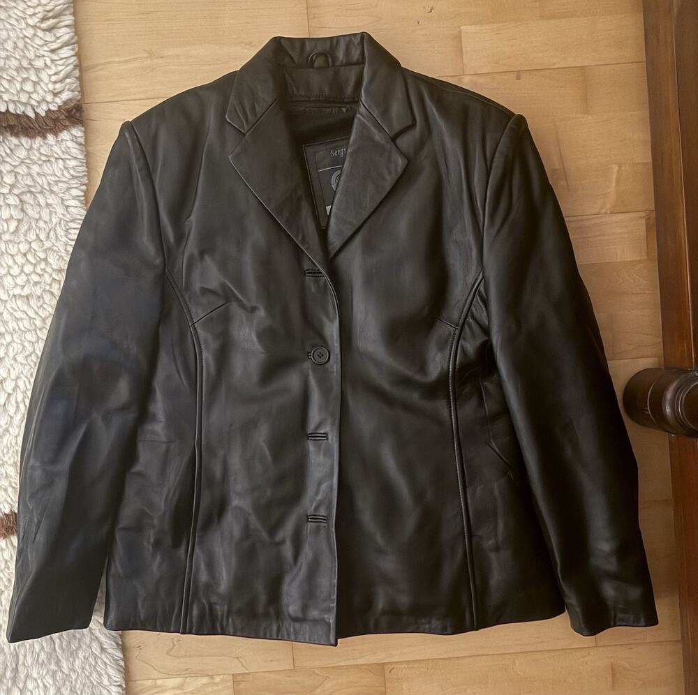 Sergio Vadducci Genuine Leather Piel Jacket Faux Fur Zipper Lining XL